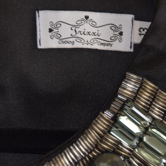 Trixxi Black Jeweled Collar Sheath Cocktail Dress - Picture 3 of 8